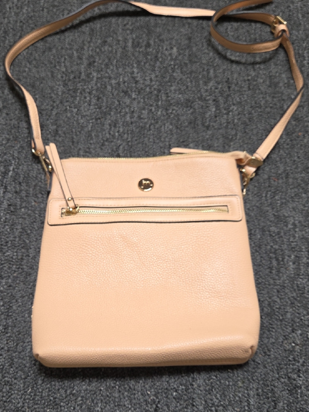 Jennifer Moore Peach Leather Crossbody Bag with Gold Hardware